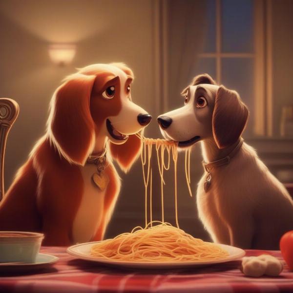 Lady and the Tramp Sharing Spaghetti