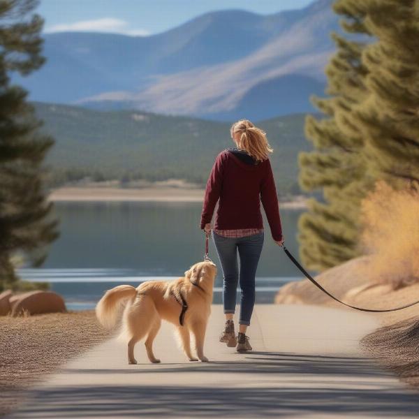 Dog enjoying the Lake Estes Trail