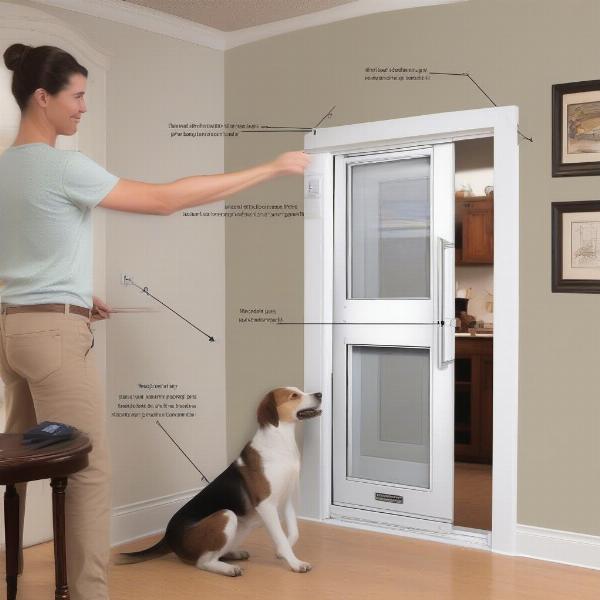 Installing a dog door in a double glass door