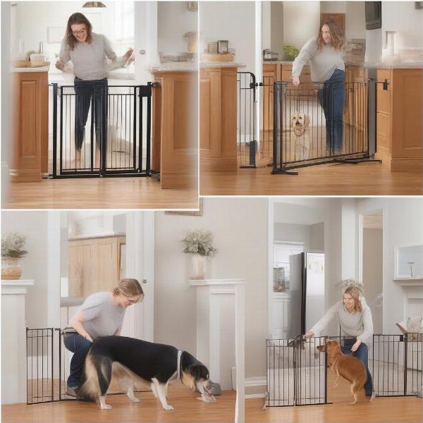 Setting up and using a freestanding dog gate