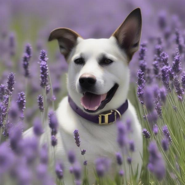 Various lavender dog collars for different dog breeds