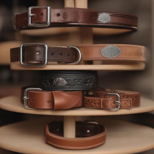 Leather Dog Collars in a Boutique