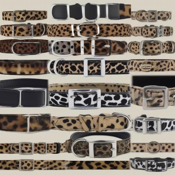 Different styles of leopard print dog collars