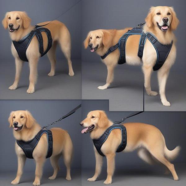 Properly fitting a harness on a long dog