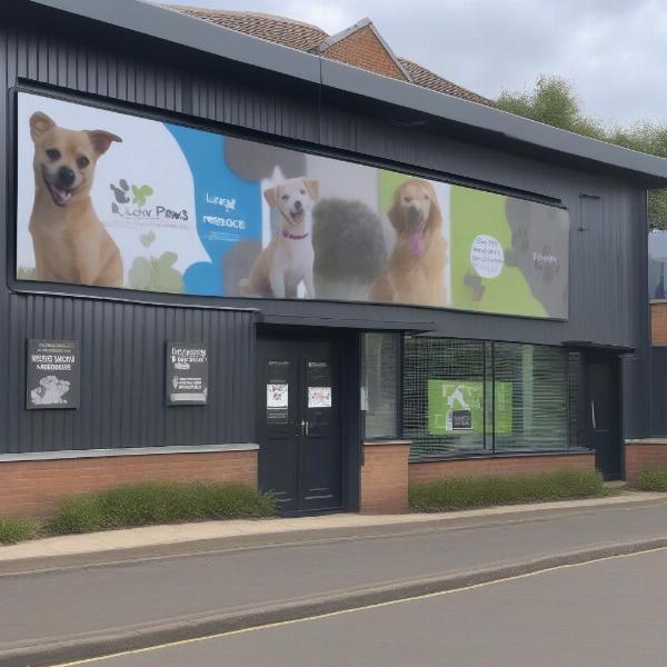 Lucky Paws Dog Rescue building exterior in Nottingham