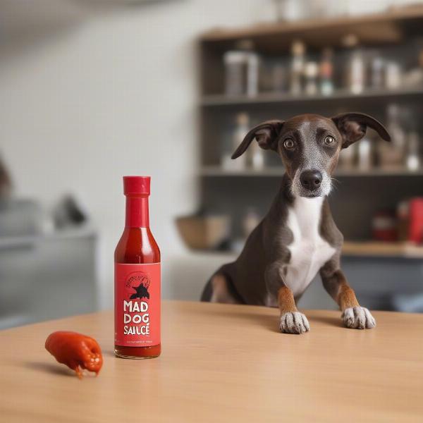 Mad Dog Hot Sauce and a Curious Dog