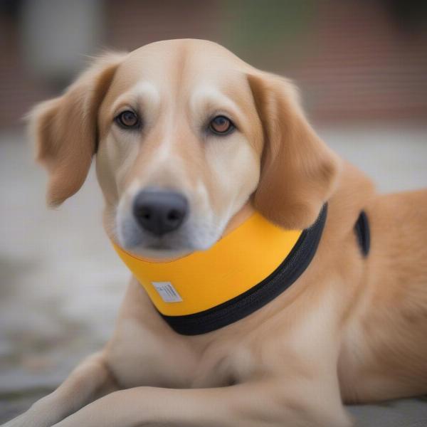 Male dog wearing a belly band