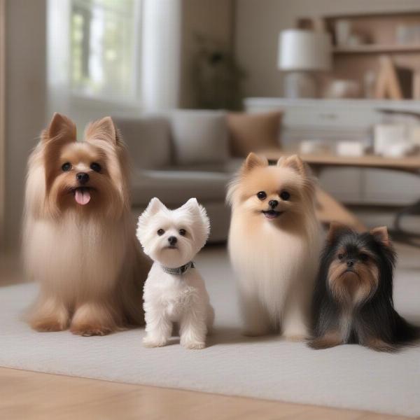 Maltese, Yorkshire Terrier, and Pomeranian