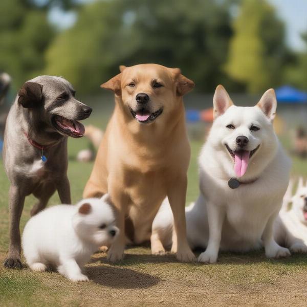 Dogs socializing at Maple Grove Dog Park