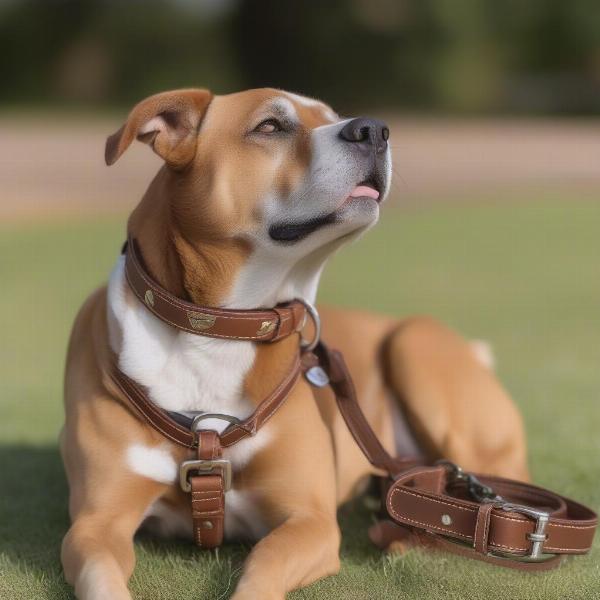 Leather Dog Collar and Lead Set