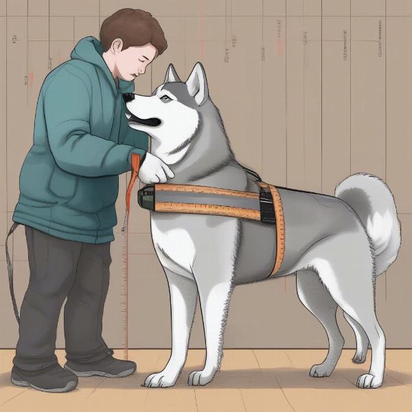 Measuring a Siberian Husky for dog clothes