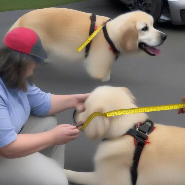 Measuring a dog for a biothane harness