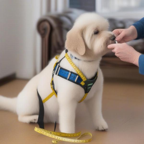 Measuring a dog for a harness