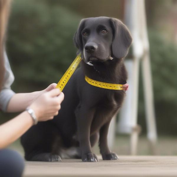 Measuring a dog's neck for a tag chain