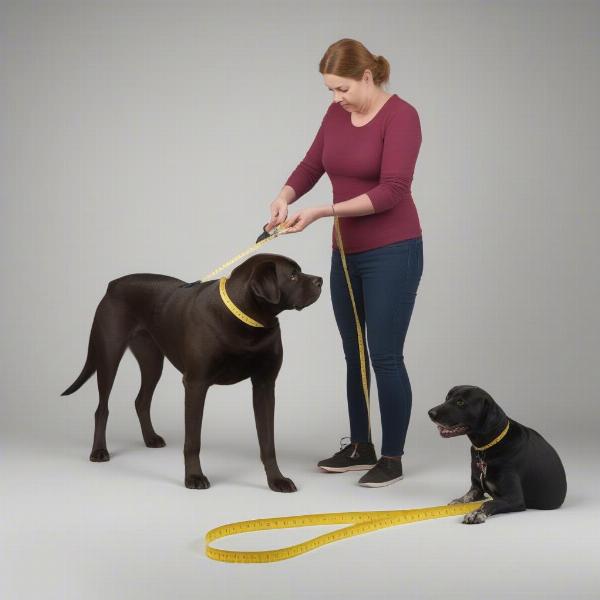 Measuring a dog for a wetsuit