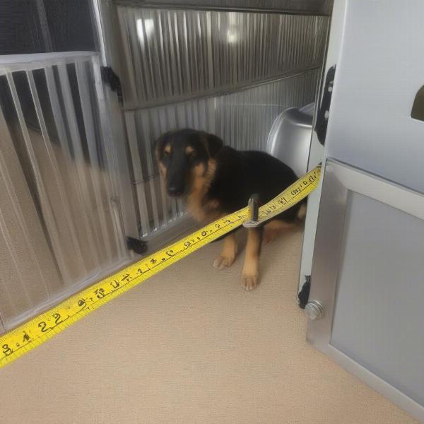 Measuring a dog kennel for a replacement tray