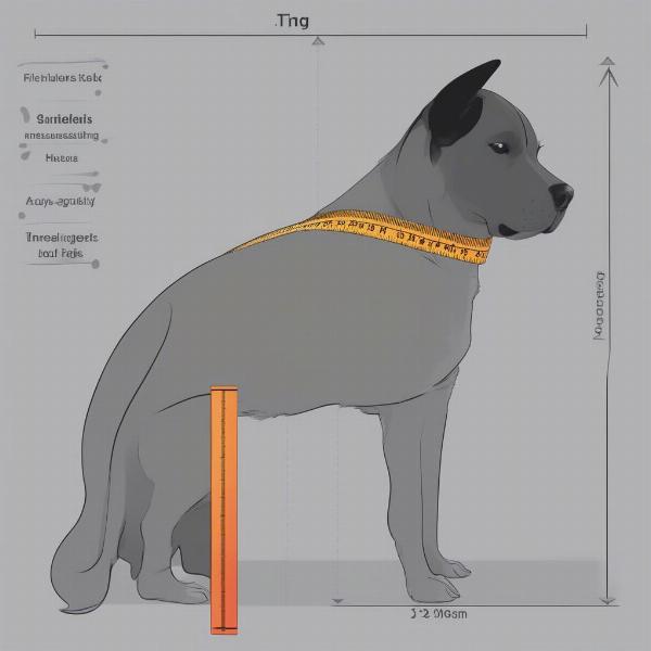 Measuring a dog's neck circumference with a measuring tape to determine the appropriate dog tag necklace chain size.