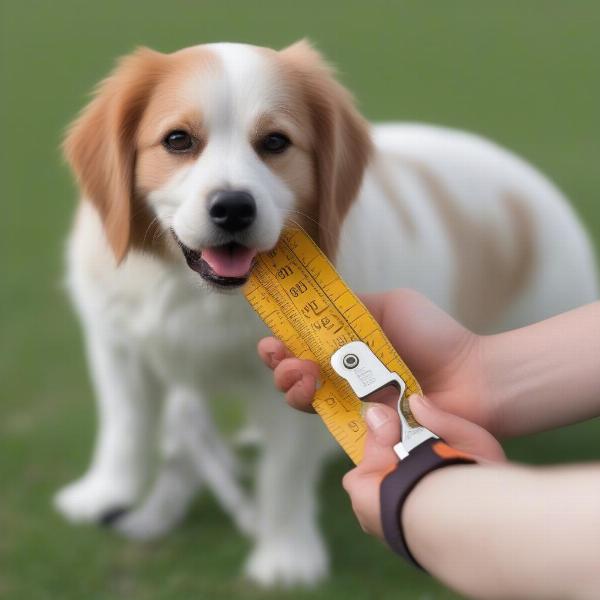 Measuring dog paw for Bark Brite boots