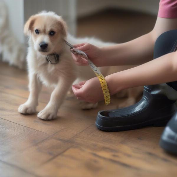 Measuring Dog Paw for Rain Boots