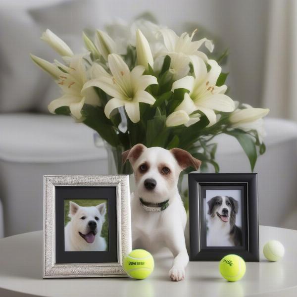 Memorial Dog Display with Photo Frame and Collar