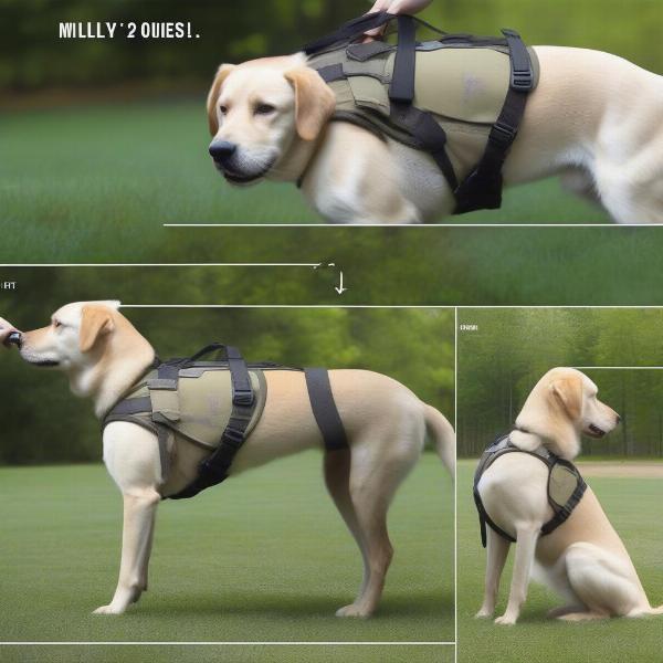 Correctly fitting a military harness on a dog