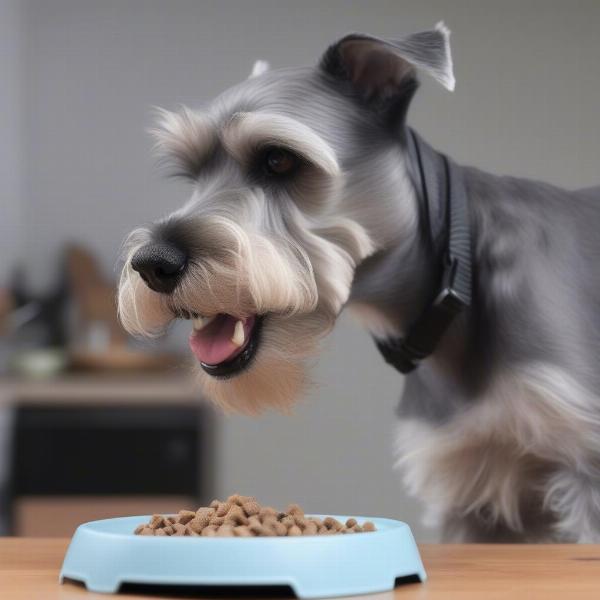 Miniature Schnauzer Enjoying Kibble