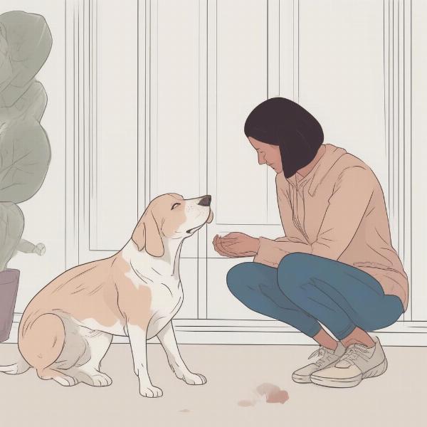 A person and a dog interacting in a respectful and understanding way.