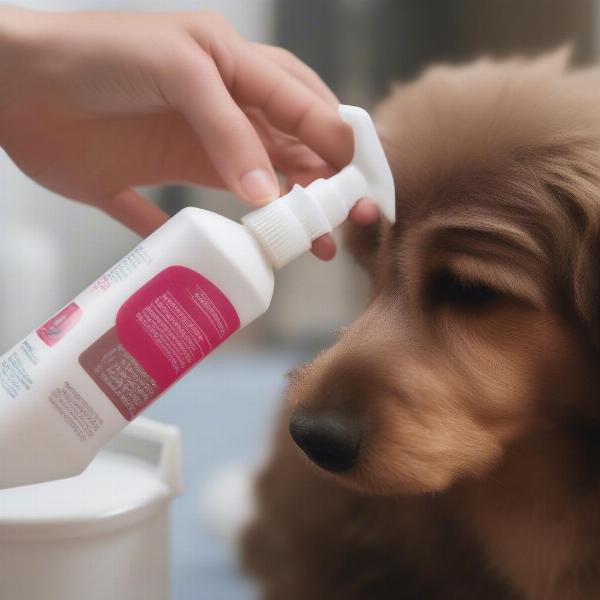 Applying Moisturizing Spray to a Dog