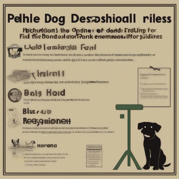 Following rules ensures a safe and pleasant experience for all visitors to the dog field. Signs depict leash rules, waste disposal guidelines, and other essential information.