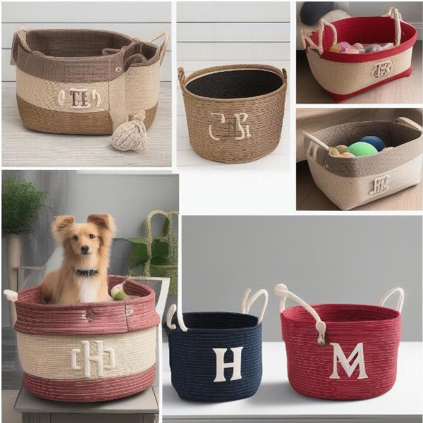 Monogrammed Dog Toy Baskets in Various Sizes