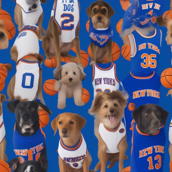 Different styles of New York Knicks dog jerseys