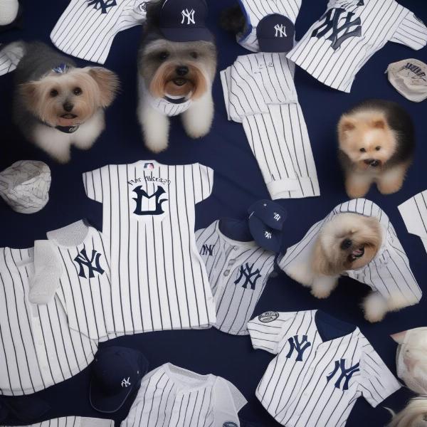 Different styles of New York Yankees dog jerseys