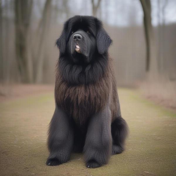 Shaved Newfoundland Dog with Patchy Coat