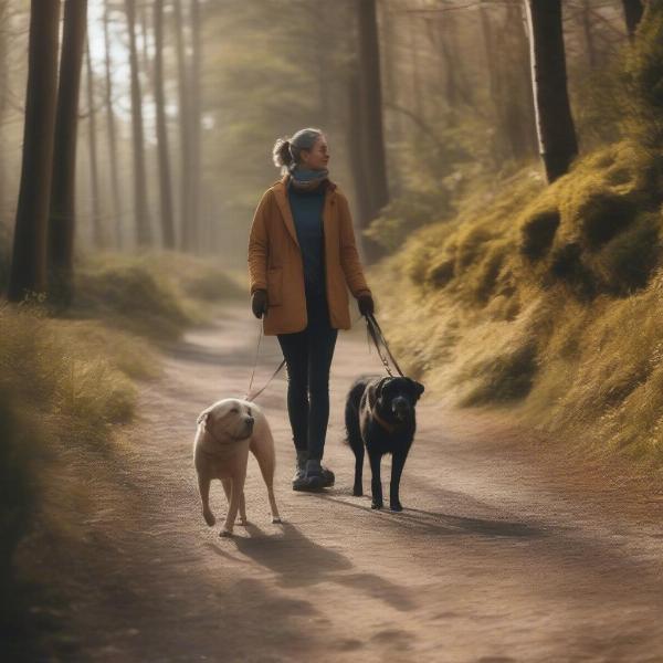 Person and dog walking together