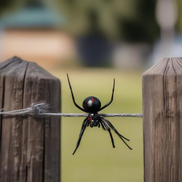 Black widow spider posing a danger to a dog