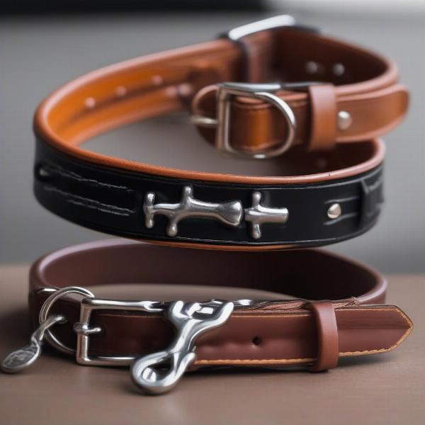 Nylon and Leather Dog Collars with Bone Designs