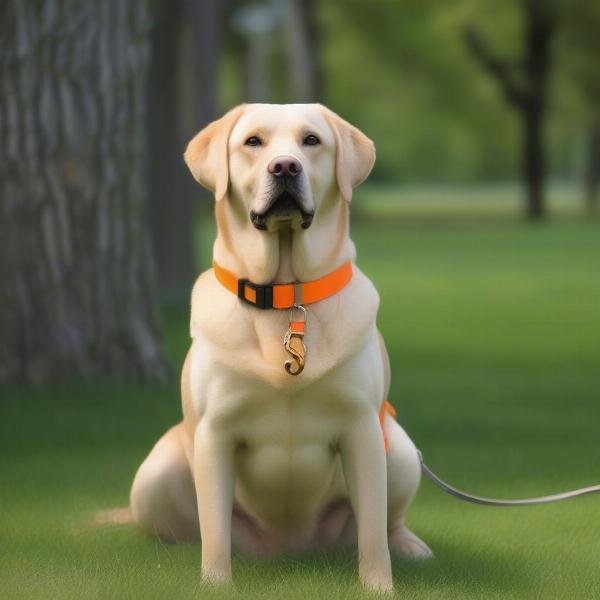 Orange Dog Collar with Matching Leash