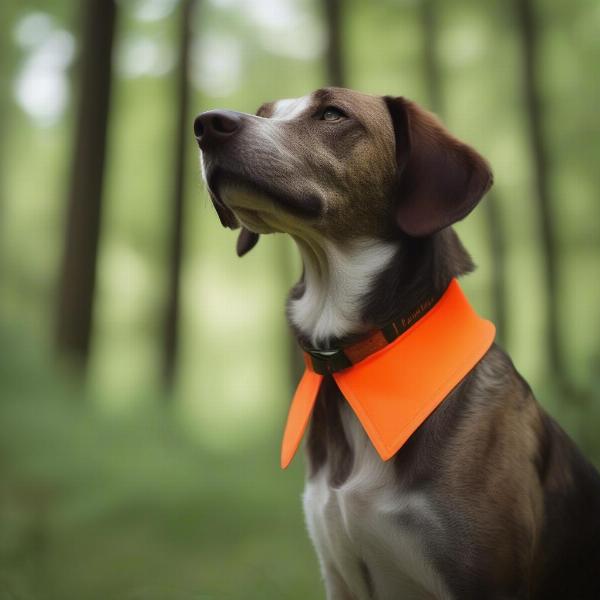 High Visibility Orange Collar in the Woods