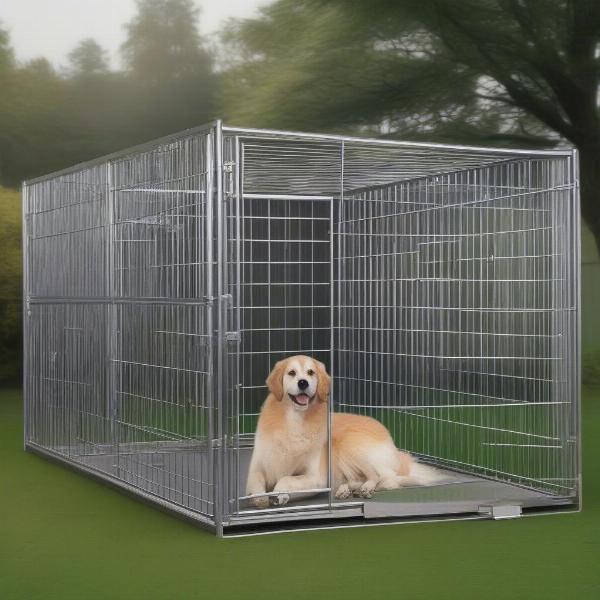 Sturdy metal frame dog kennel