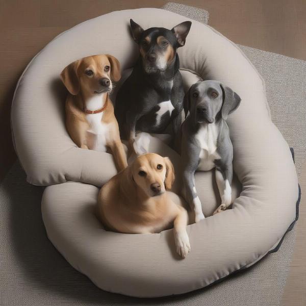 Oval dog bed cushions come in various sizes to suit different breeds.