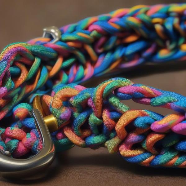 Close-up view of a paracord dog collar