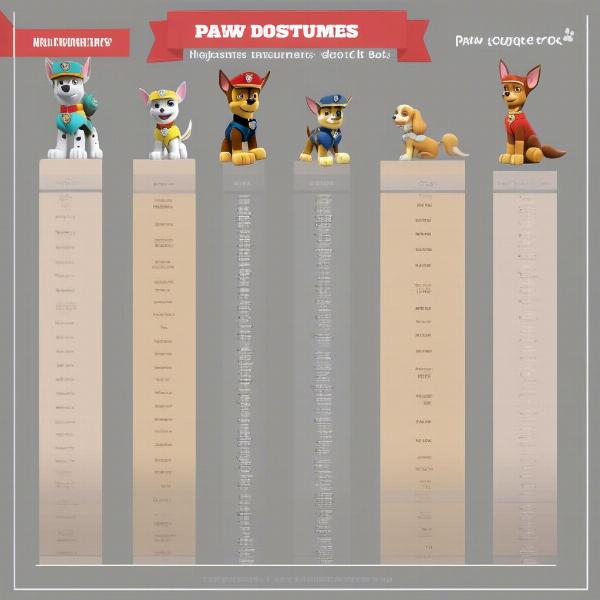 Paw Patrol Costume Size Chart