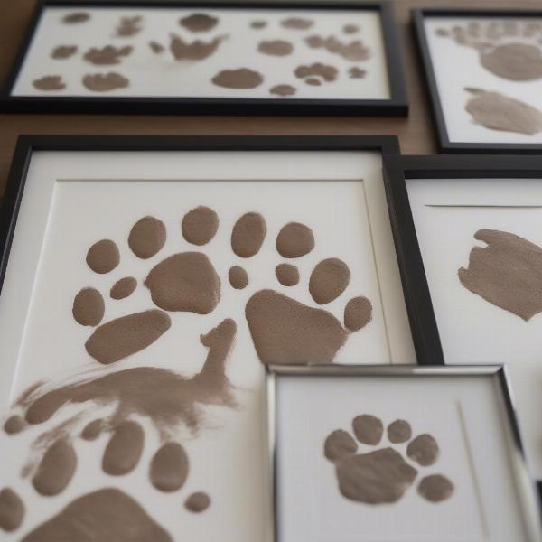 Paw print keepsakes made with clay and ink