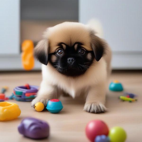 Pekingese Puppy Playing