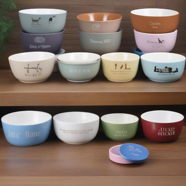 Personalized ceramic dog bowls with dog names