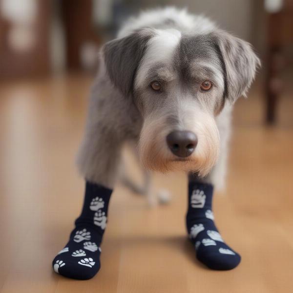 Personalized dog socks help senior dogs maintain balance on slippery surfaces.