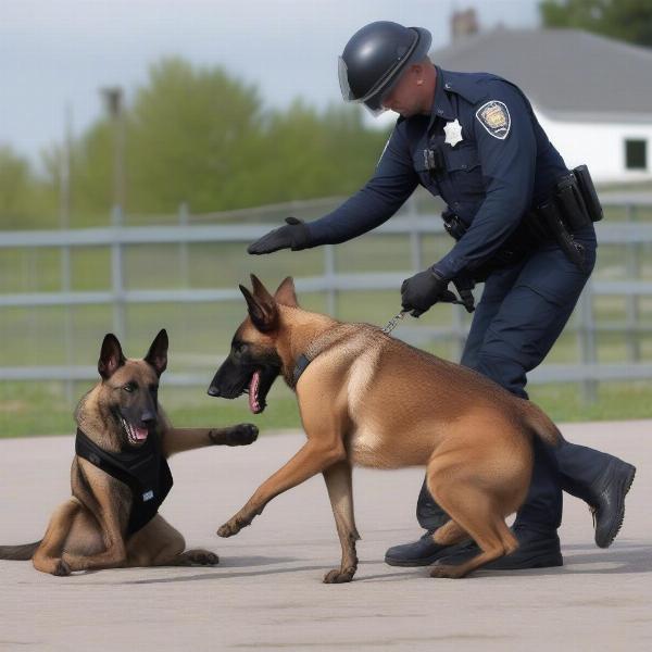 Police dog undergoing training