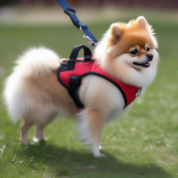 Pomeranian service dog in training