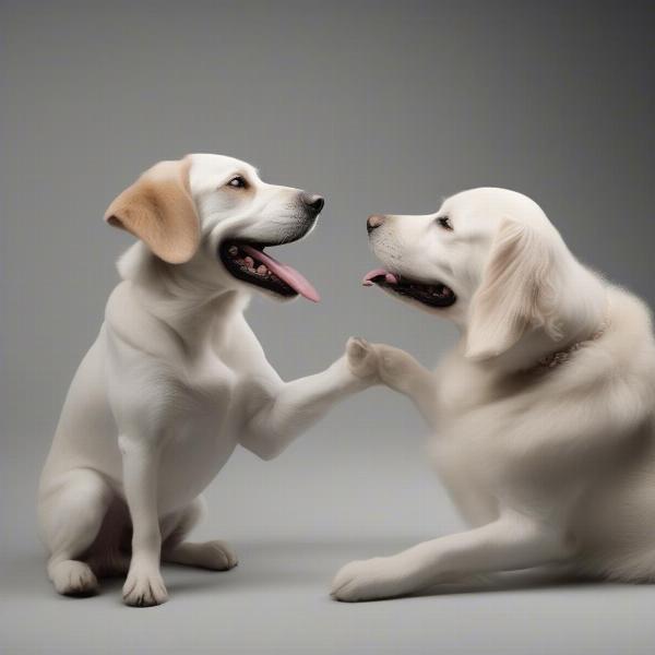 Porcelain Dog Playing with Owner