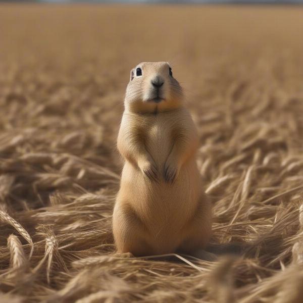 Prairie dog foraging during harvest season